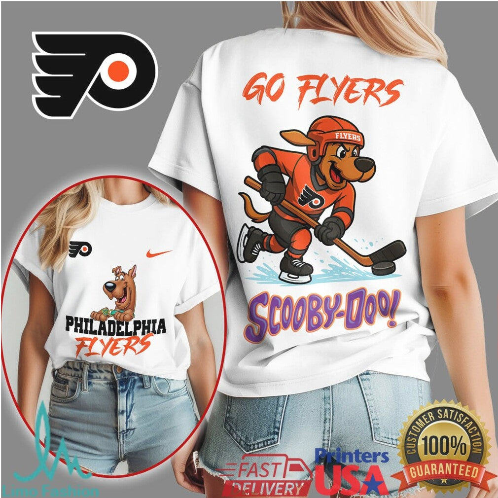 Philadelphia Flyers Scooby Doo Ice Hockey Fan Go Flyers T Shirt - Limotees LLC