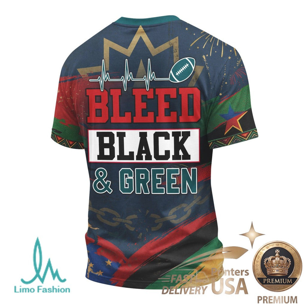 Philadelphia Football Juneteenth Freedom Day Bleed Green T Shirt - Limotees LLC