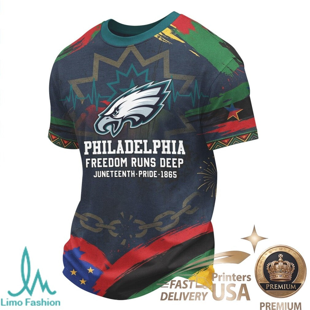Philadelphia Football Juneteenth Freedom Day Bleed Green T Shirt - Limotees LLC