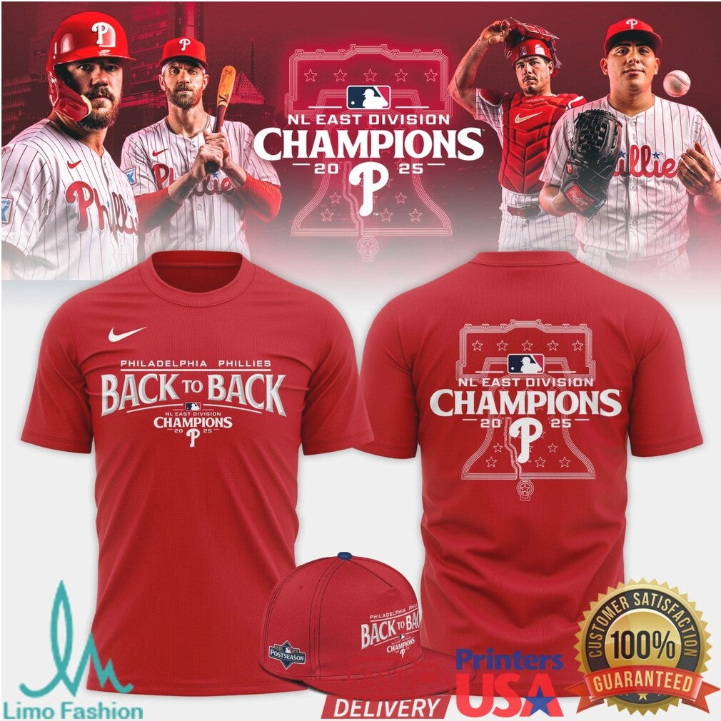 Philadelphia Phillies Back To Back Division Champions 2025 Bell Graphic Apparel T Shirt - Limotees LLC