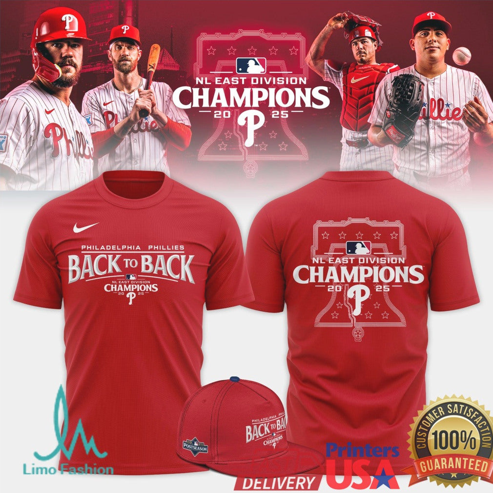 Philadelphia Phillies Back To Back Division Champions 2025 Bell Graphic Apparel T Shirt - Limotees LLC