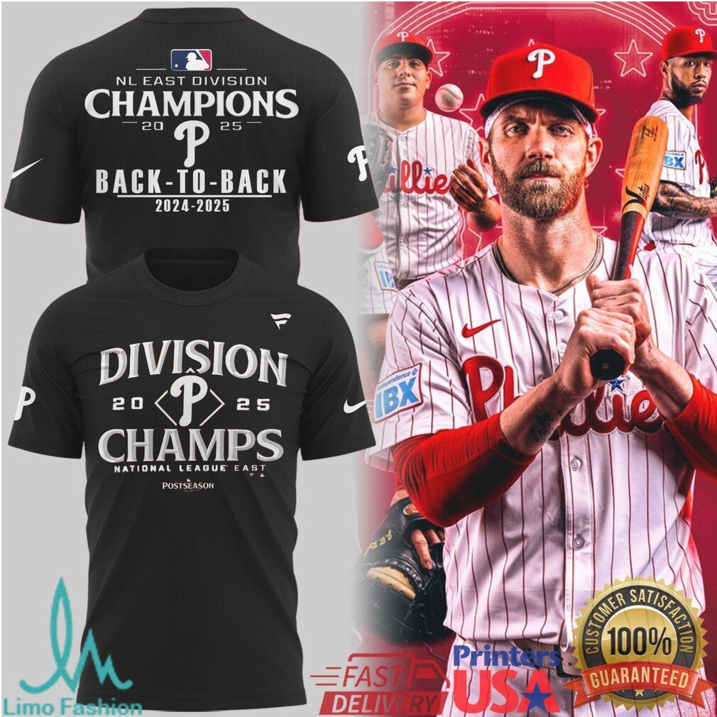 Philadelphia Phillies Back to Back 2024 2025 Division Champions T Shirt - Limotees LLC