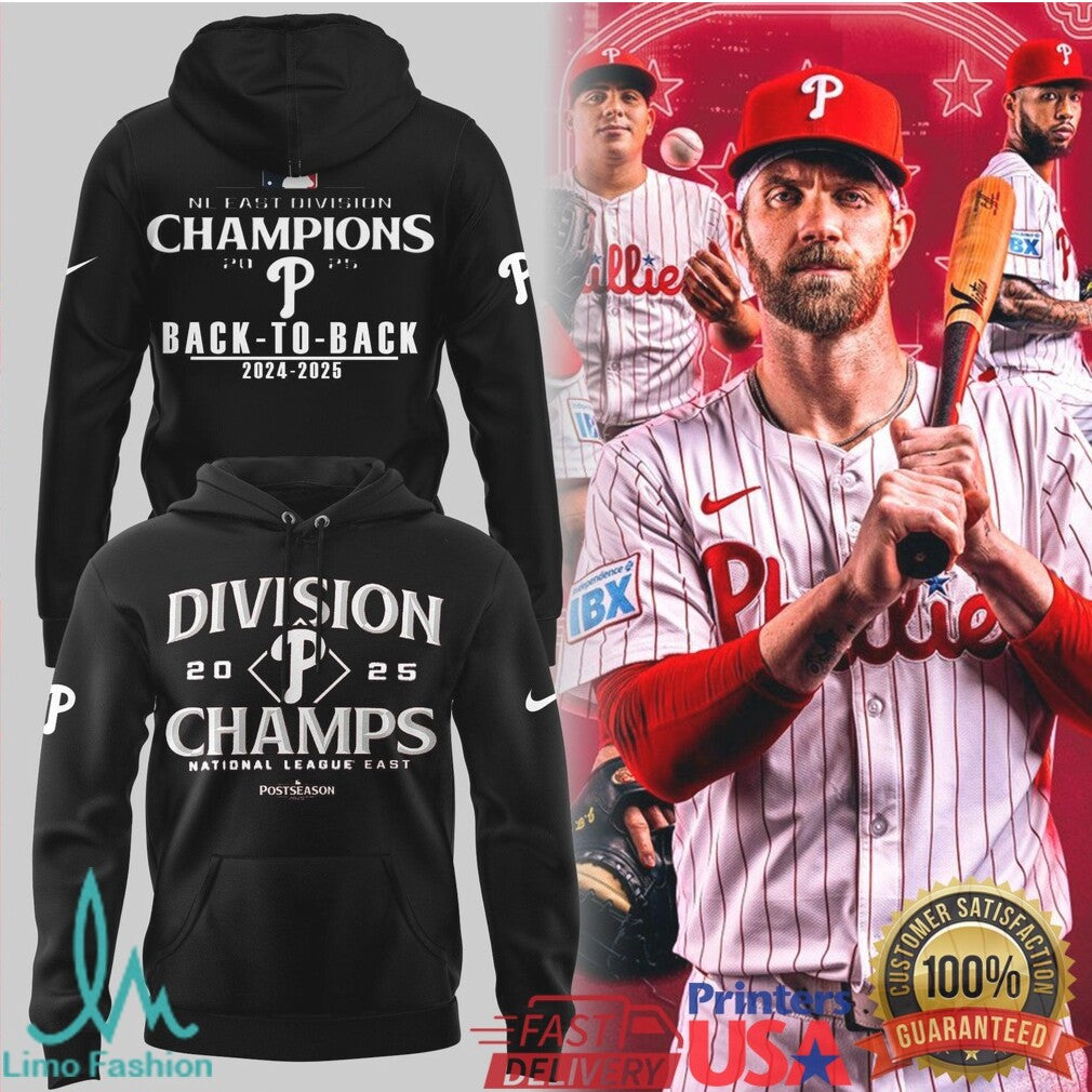Philadelphia Phillies Back to Back 2024 2025 Division Champions T Shirt - Limotees LLC