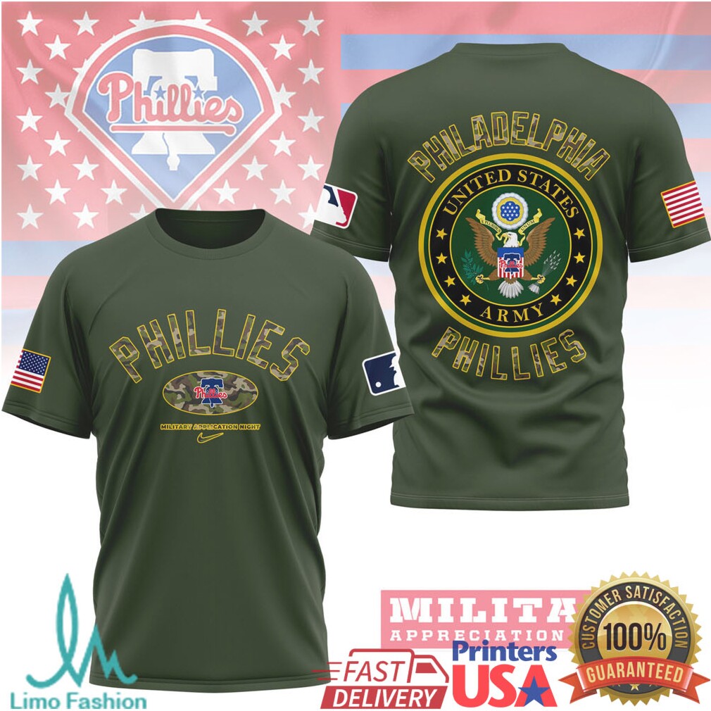 Philadelphia Phillies US Army Military Appreciation Night Olive T Shirt - Limotees LLC