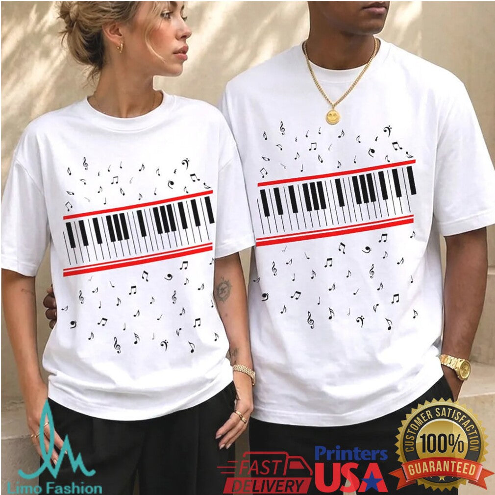 Piano Keys Musical Notes Sheet Music Vintage Style Men Women Musician T Shirt - Limotees LLC
