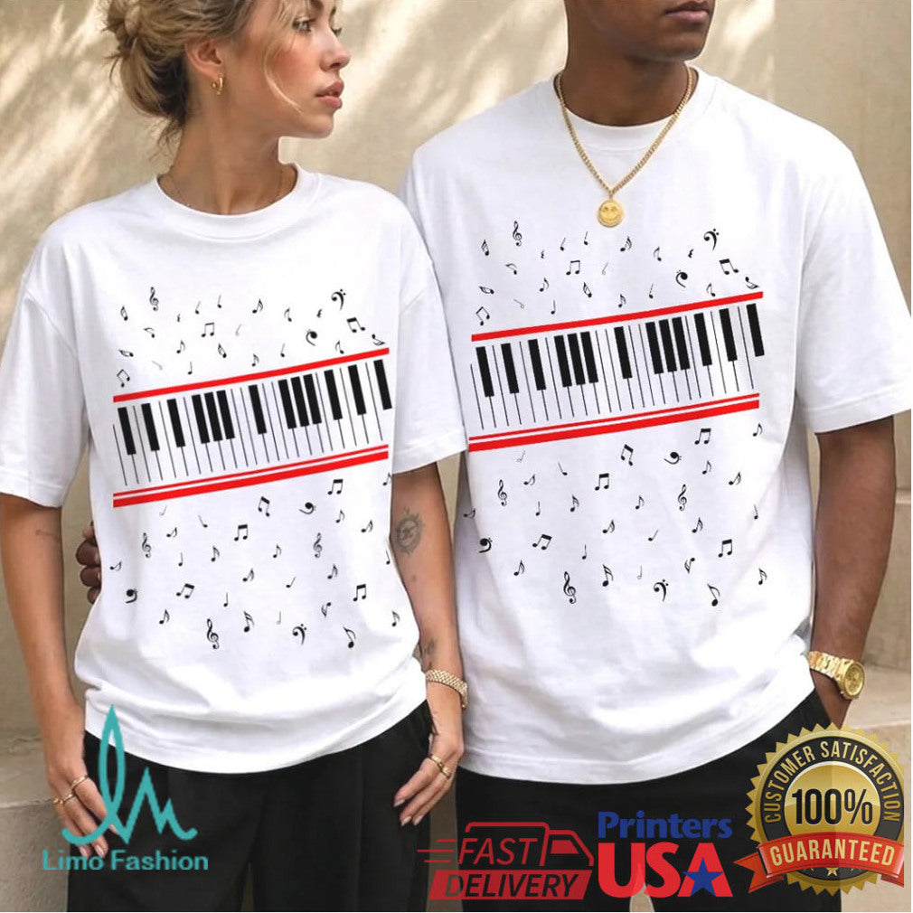 Piano Keys Musical Notes Sheet Music Vintage Style Men Women Musician T Shirt - Limotees LLC
