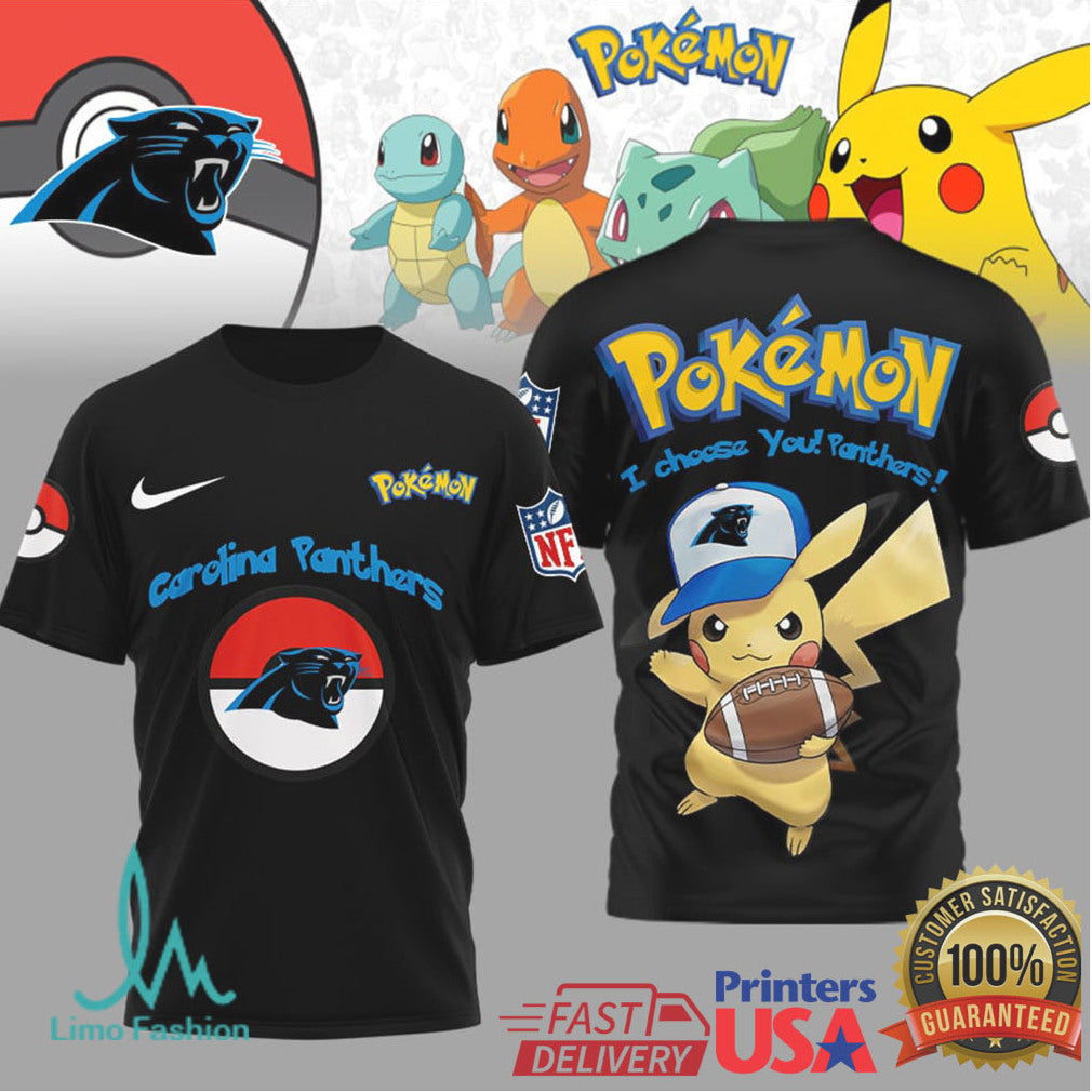 Pikachu Carolina Panthers NFL Pokémon T Shirt I Choose You Panthers - Limotees LLC