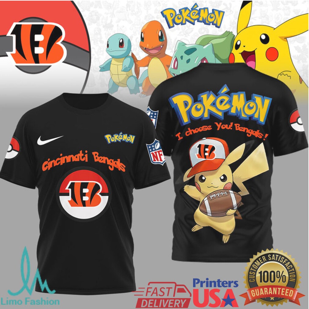 Pikachu Cincinnati Bengals NFL Pokémon T Shirt I Choose You Bengals - Limotees LLC