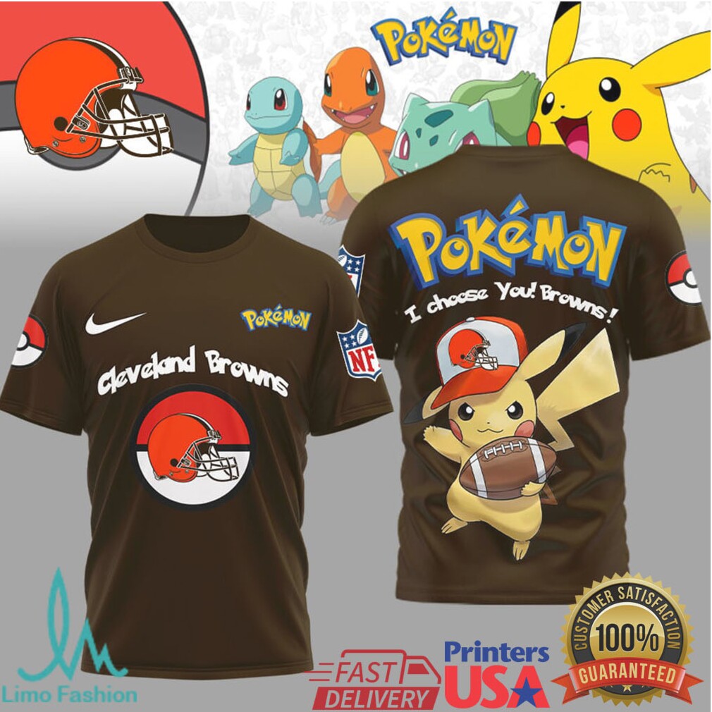 Pikachu Cleveland Browns “I Choose You” NFL Pokemon T Shirt - Limotees LLC