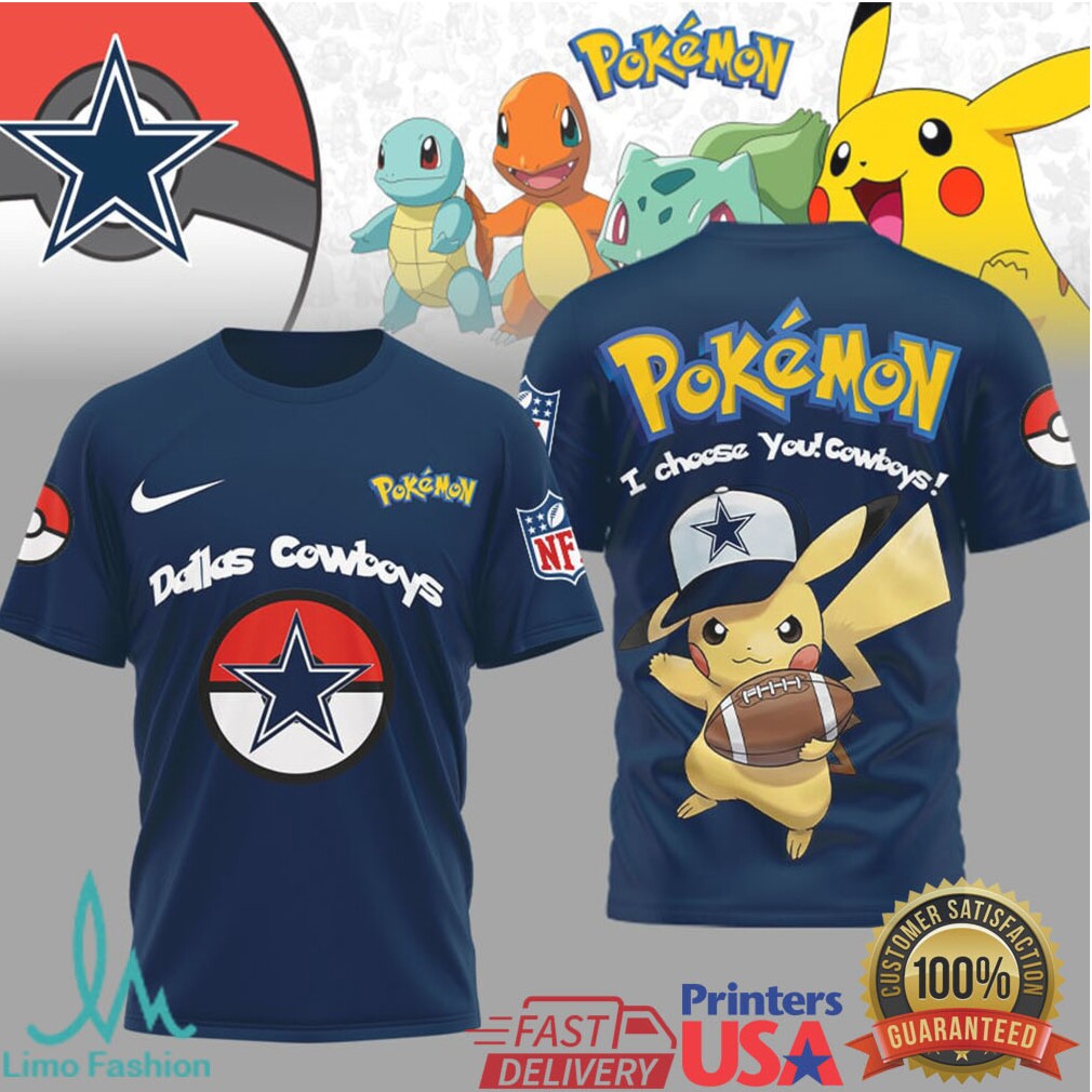 Pikachu Dallas Cowboys NFL Pokémon T Shirt I Choose You Cowboys - Limotees LLC