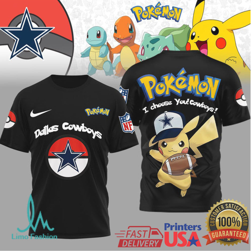 Pikachu Dallas Cowboys NFL Pokémon T Shirt I Choose You Cowboys - Limotees LLC