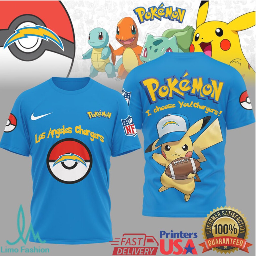 Pikachu Los Angeles Chargers NFL Pokémon T Shirt I Choose You Chargers - Limotees LLC