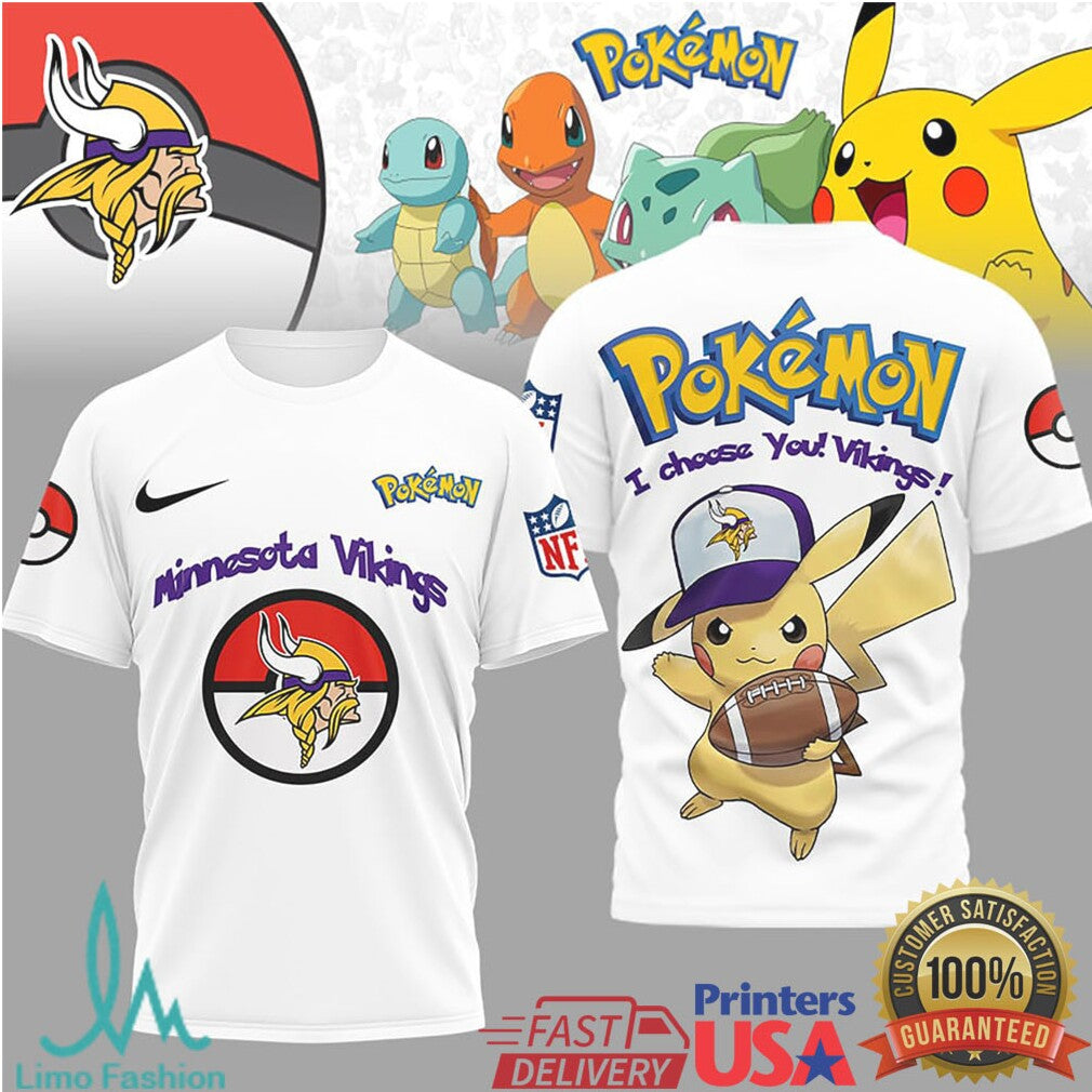 Pikachu Minnesota Vikings NFL Pokémon T Shirt I Choose You Vikings - Limotees LLC