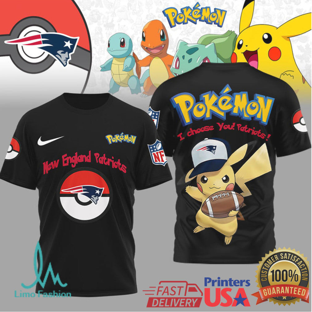Pikachu New England Patriots NFL Pokémon T Shirt I Choose You Patriots - Limotees LLC
