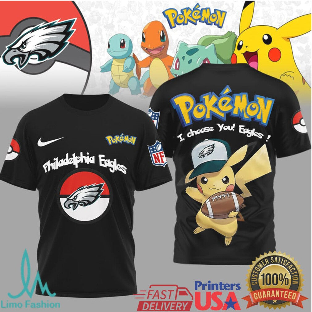 Pikachu Philadelphia Eagles “I Choose You” NFL Pokemon T Shirt - Limotees LLC