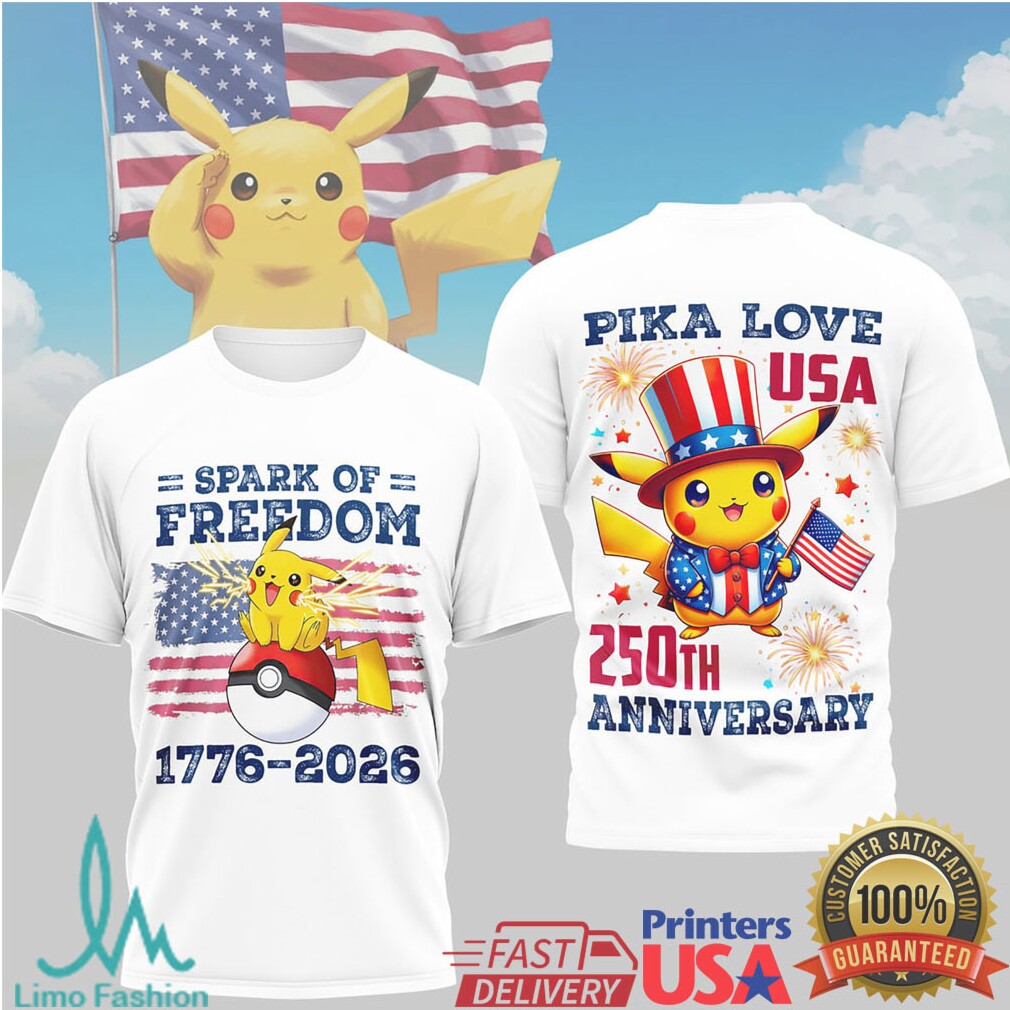 Pikachu Spark of Freedom USA 250th Anniversary Pokemon Fan T Shirt - Limotees LLC