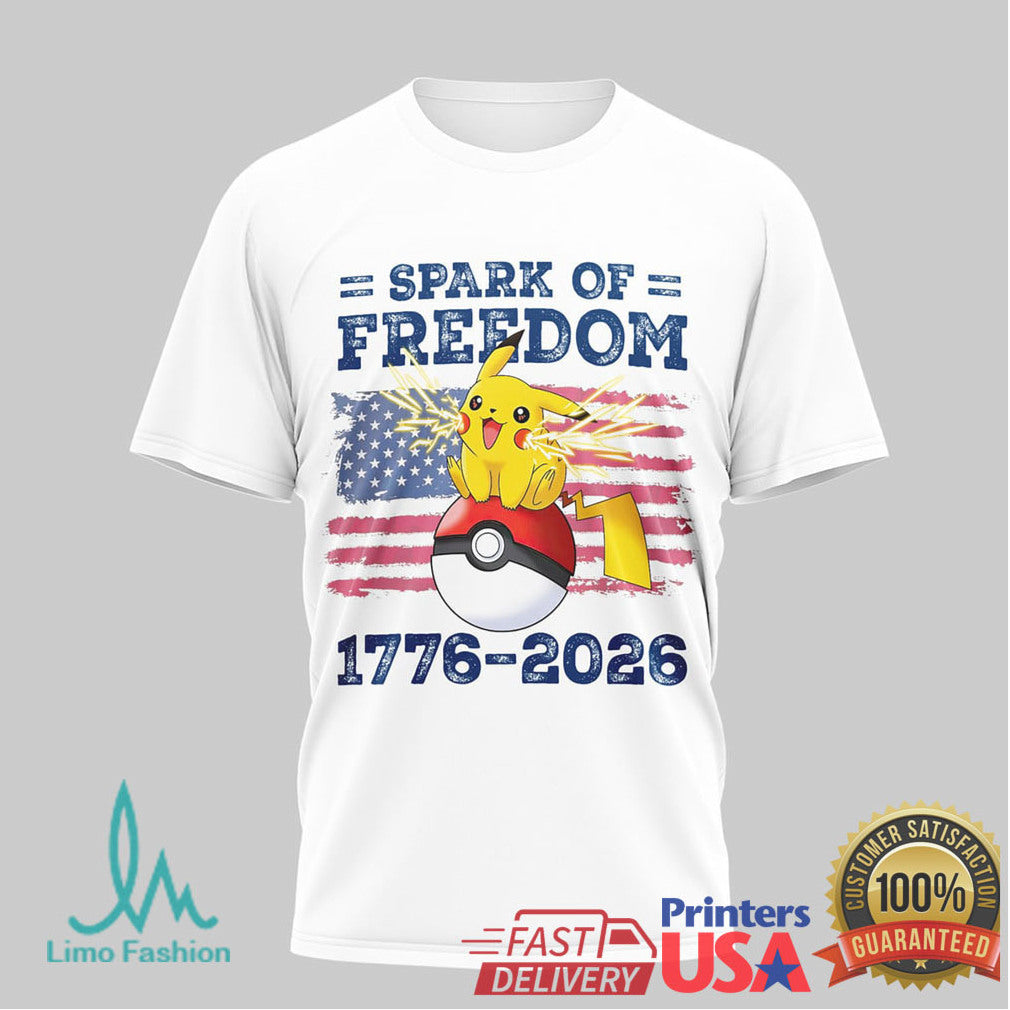 Pikachu Spark of Freedom USA 250th Anniversary Pokemon Fan T Shirt - Limotees LLC