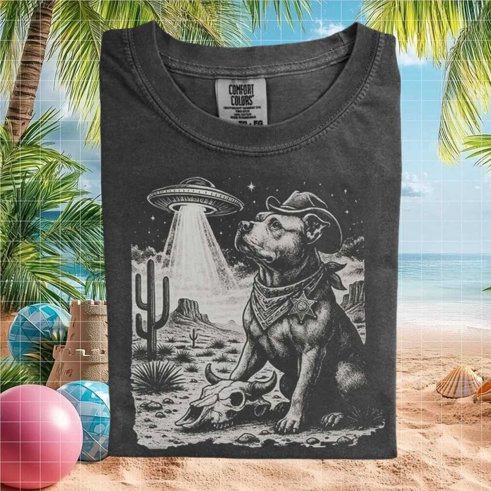 Pitbull Cowboy UFO Desert Alien Abduction Vintage T Shirt - Limotees LLC