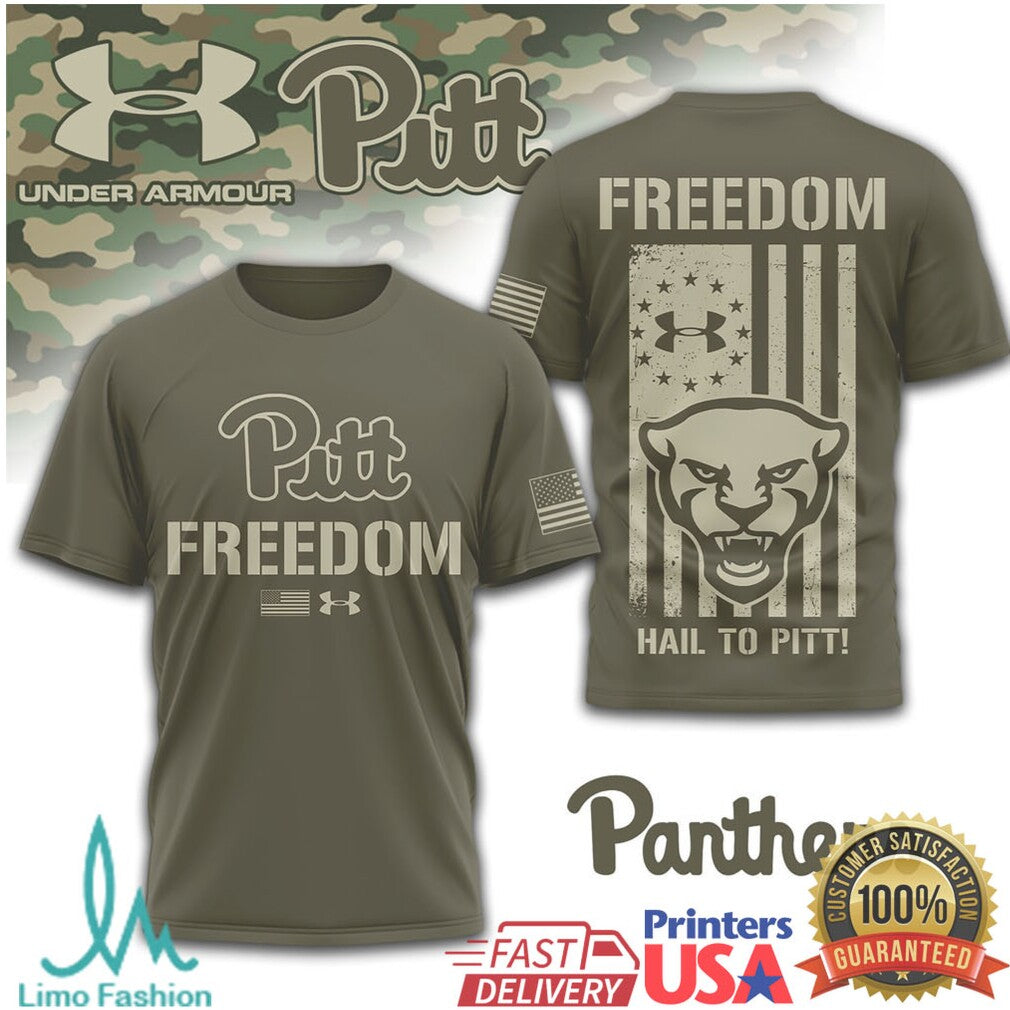 Pitt Panthers Military Freedom T Shirt Hail to Pitt Freedom Flag T Shirt - Limotees LLC