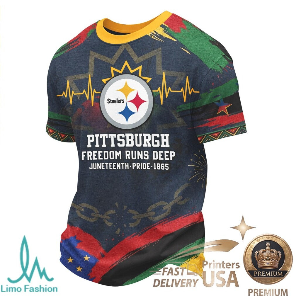 Pittsburgh Football Juneteenth Freedom Day Bleed Yellow T Shirt - Limotees LLC