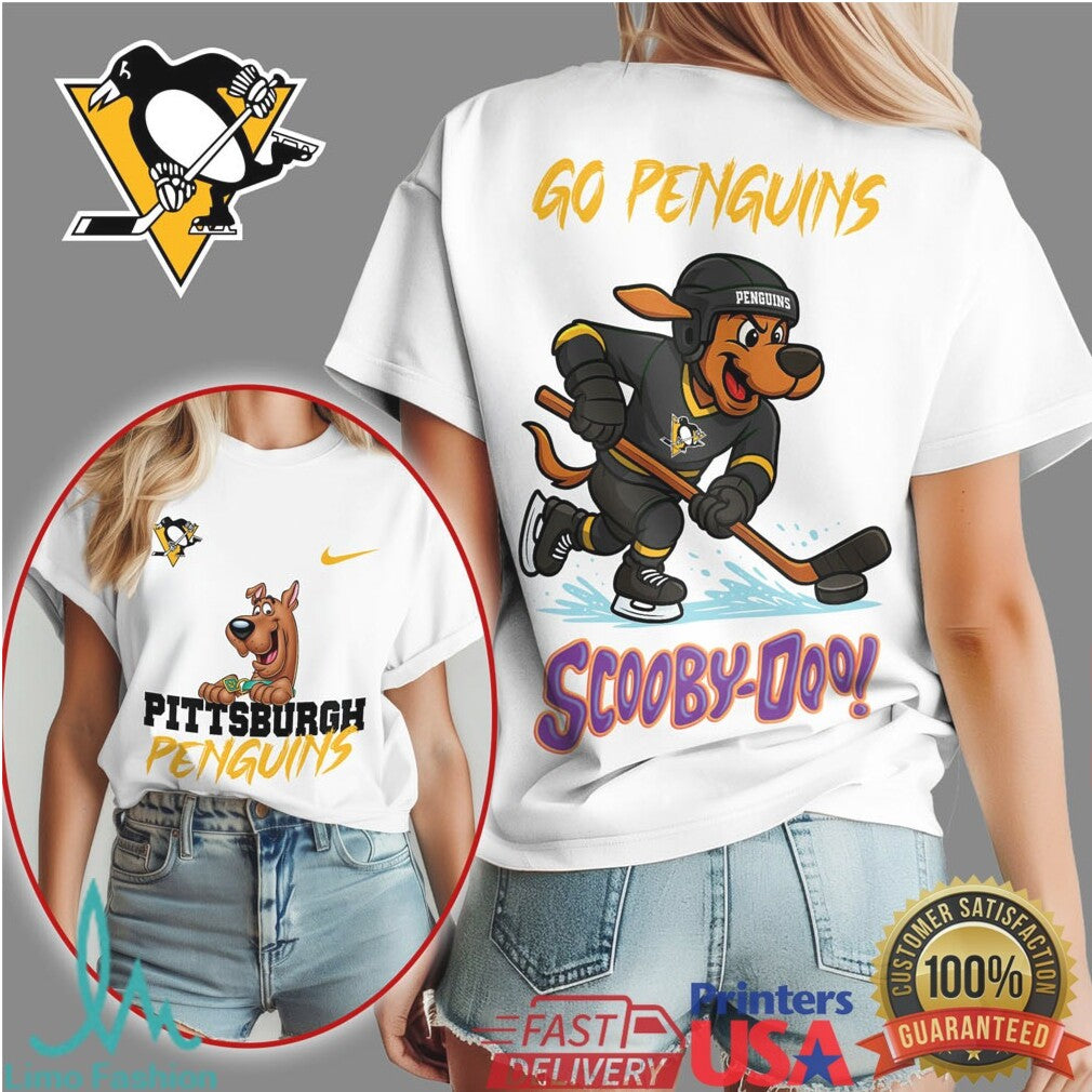 Pittsburgh Penguins Scooby Doo Hockey Mascot Graphic T Shirt - Limotees LLC
