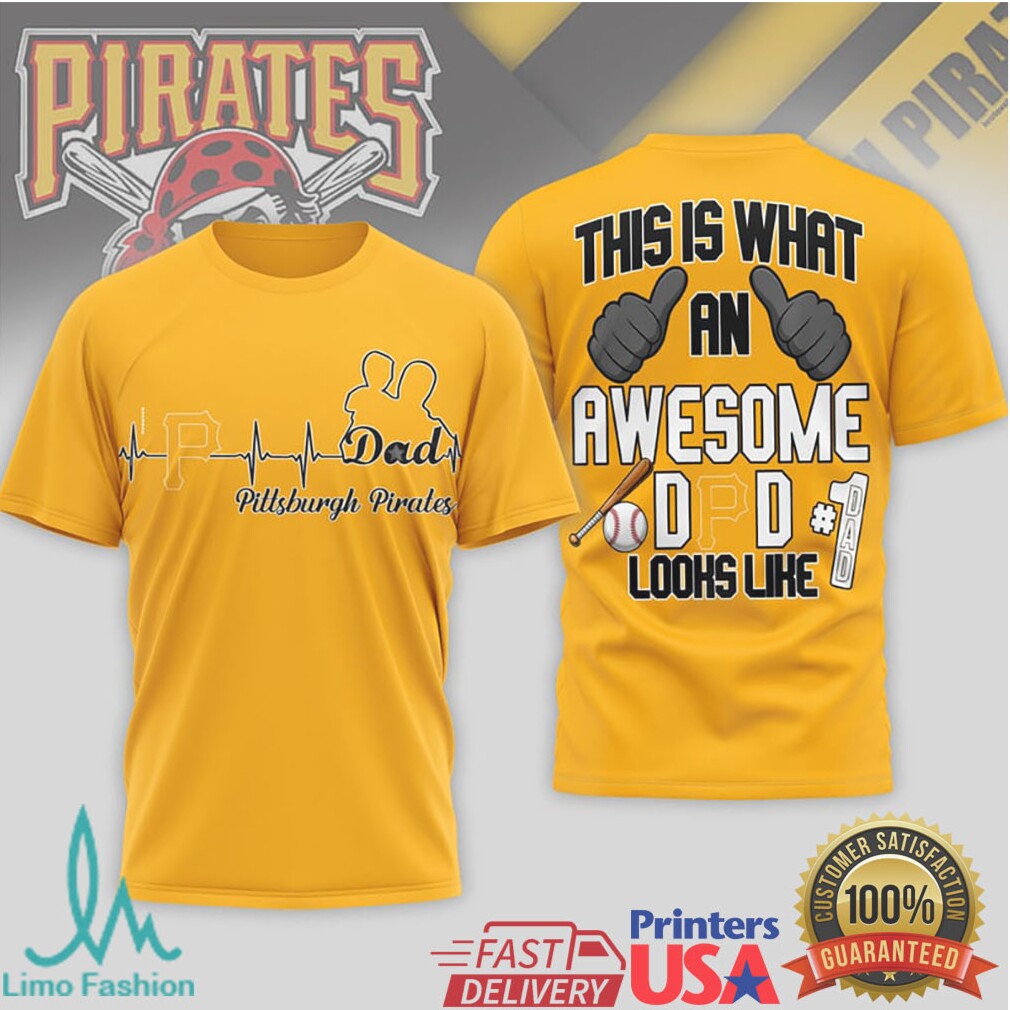Pittsburgh Pirates Heartbeat Awesome Dad #1 Baseball T Shirt - Limotees LLC