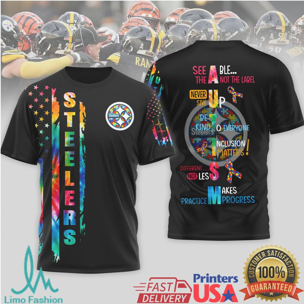 Pittsburgh ST Shirtlers Autism Awareness “See Able Not Label” Tie Dye T Shirt - Limotees LLC