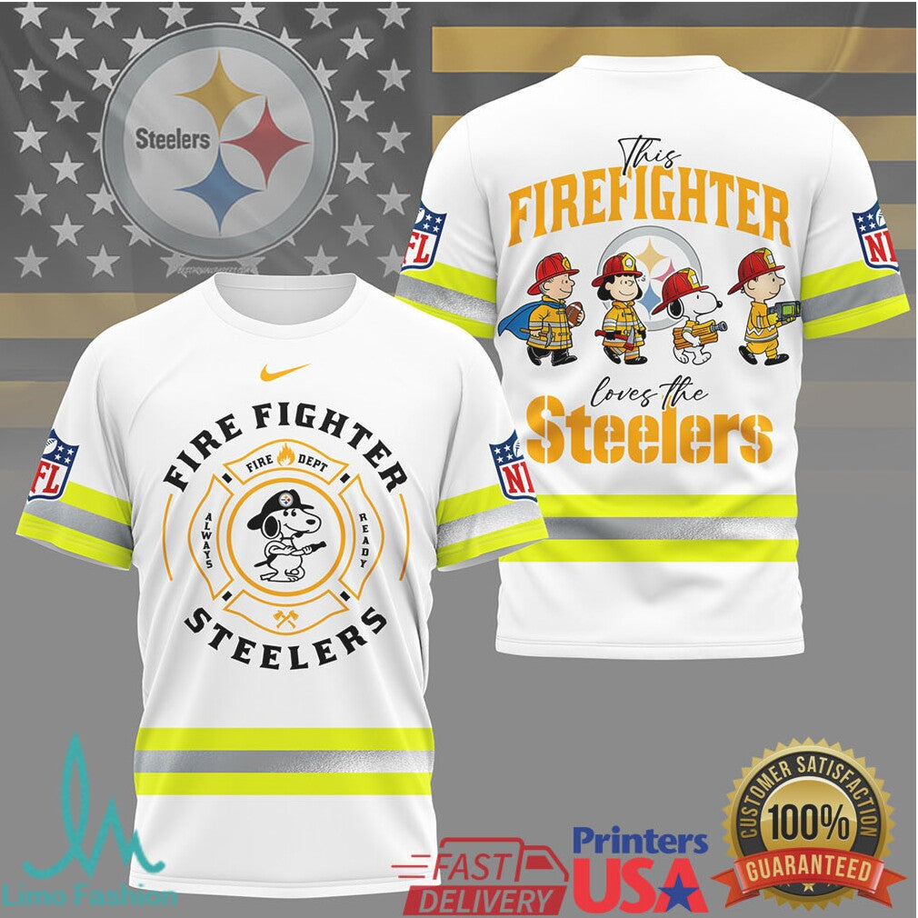 Pittsburgh ST Shirtlers Firefighter Snoopy Peanuts Logo NFL T Shirt - Limotees LLC
