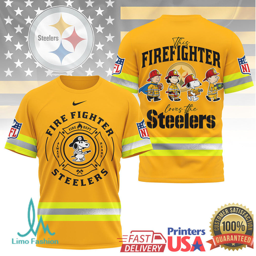 Pittsburgh ST Shirtlers Firefighter Snoopy Peanuts Logo NFL T Shirt - Limotees LLC