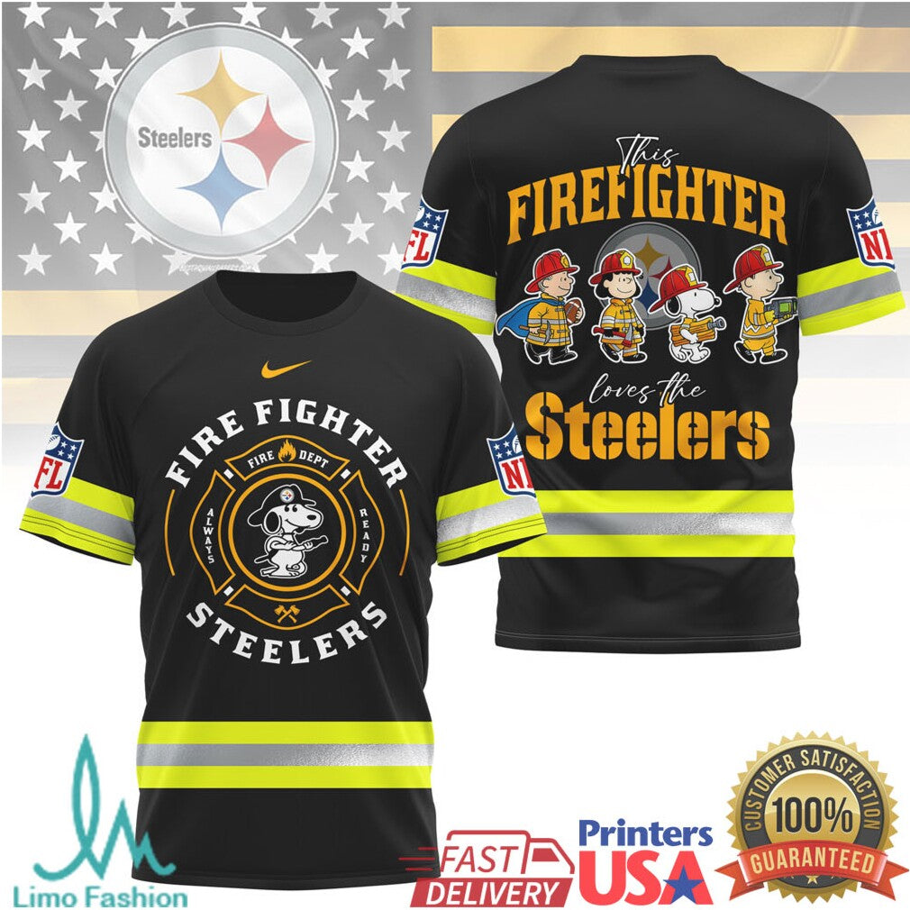 Pittsburgh ST Shirtlers Firefighter Snoopy Peanuts Logo NFL T Shirt - Limotees LLC