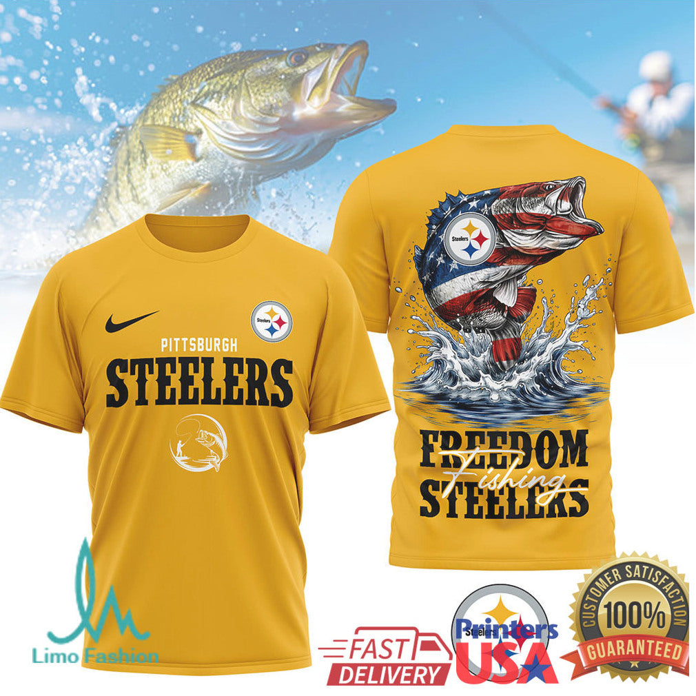 Pittsburgh ST Shirtlers Freedom Fishing Bass US Flag Outdoor T Shirt - Limotees LLC