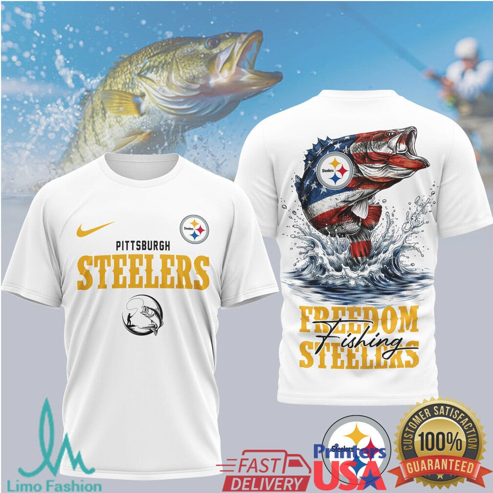 Pittsburgh ST Shirtlers Freedom Fishing Bass US Flag Outdoor T Shirt - Limotees LLC