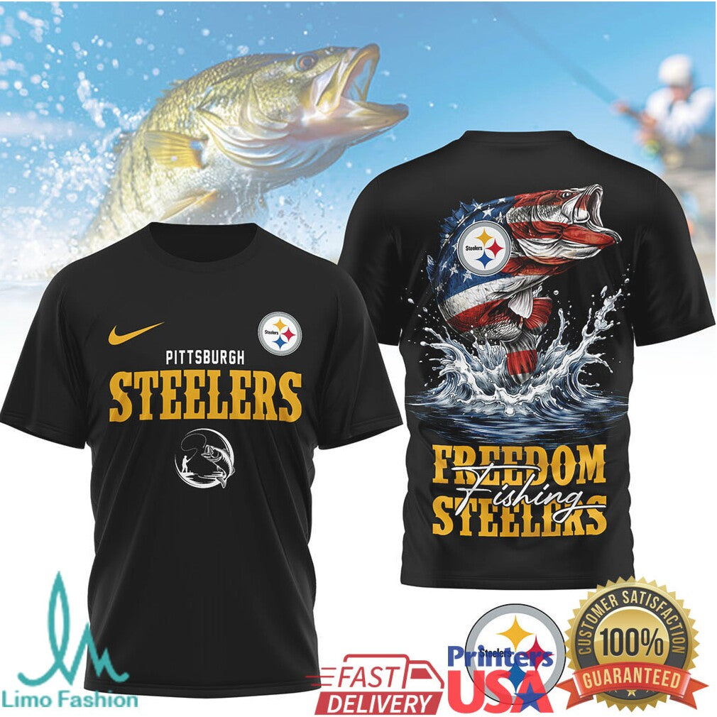 Pittsburgh ST Shirtlers Freedom Fishing Bass US Flag Outdoor T Shirt - Limotees LLC