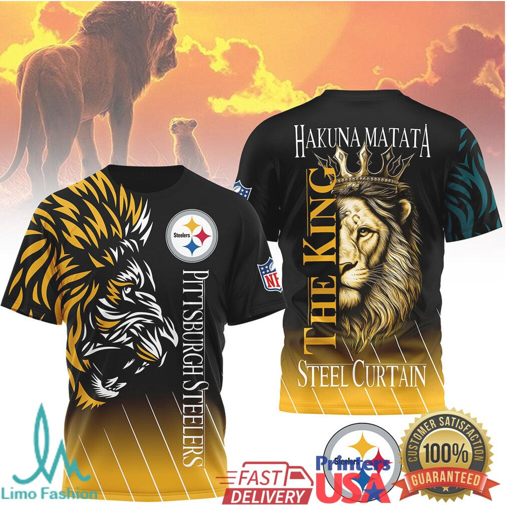 Pittsburgh ST Shirtlers Hakuna Matata The King ST Shirtl Curtain Yellow 3D T Shirt - Limotees LLC