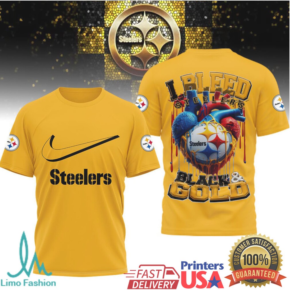 Pittsburgh ST Shirtlers “I Bleed Black & Gold” Heart Fan T Shirt - Limotees LLC