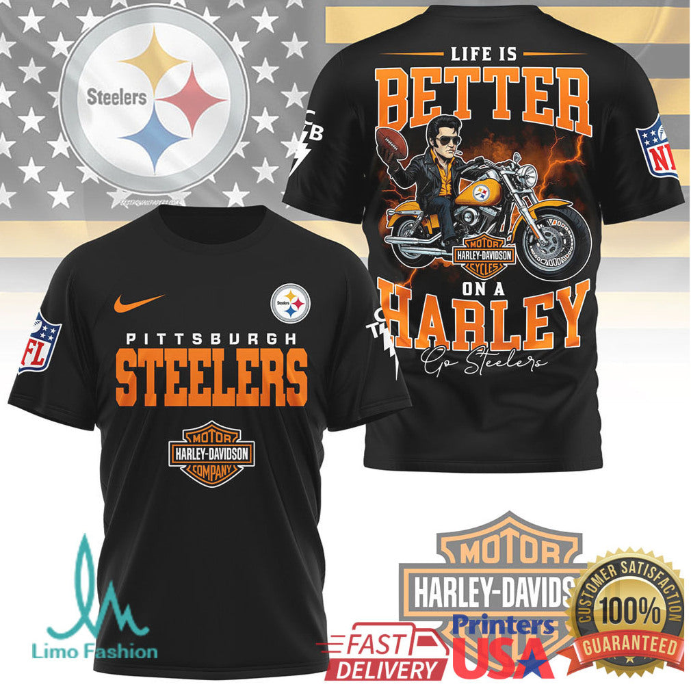 Pittsburgh ST Shirtlers NFL x Harley Davidson Life Is Better On A Harley T Shirt - Limotees LLC