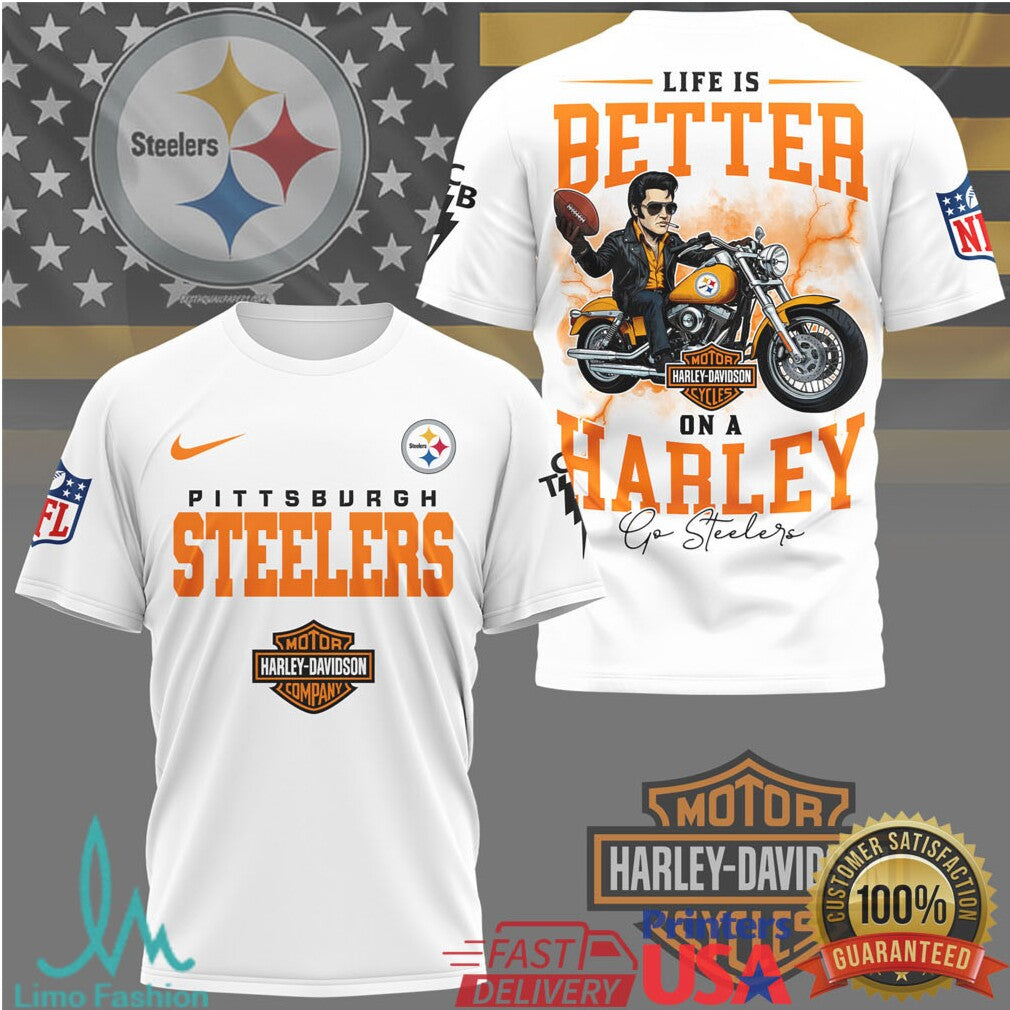 Pittsburgh ST Shirtlers NFL x Harley Davidson Life Is Better On A Harley T Shirt - Limotees LLC