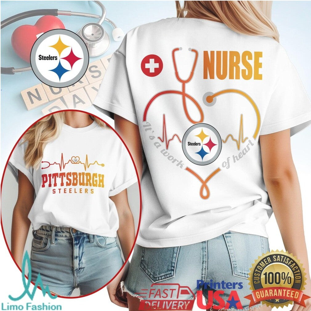 Pittsburgh ST Shirtlers Nurse It's a Work of Heart Stethoscope T Shirt - Limotees LLC