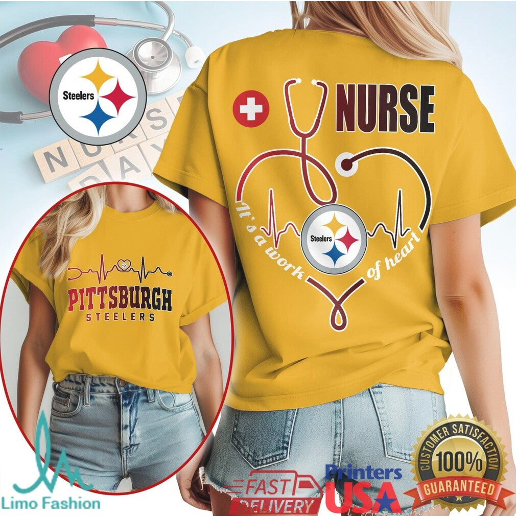 Pittsburgh ST Shirtlers Nurse It's a Work of Heart Stethoscope T Shirt - Limotees LLC