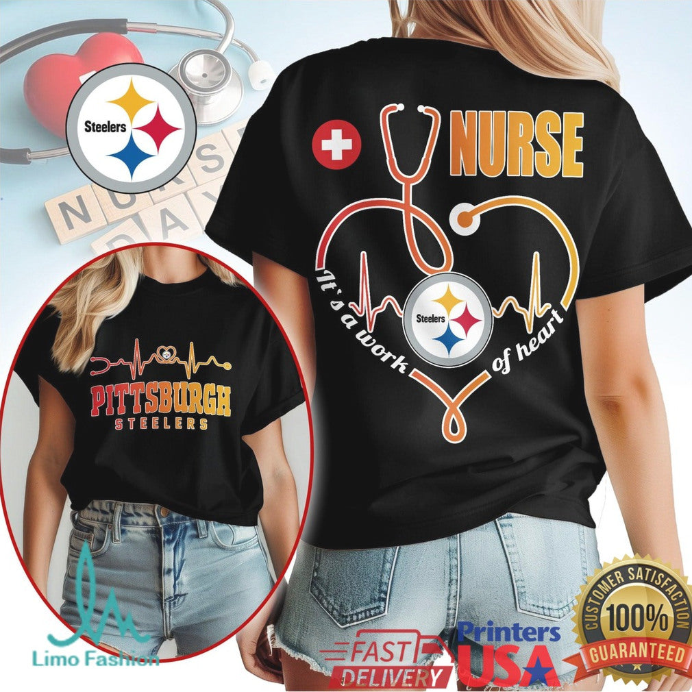 Pittsburgh ST Shirtlers Nurse It's a Work of Heart Stethoscope T Shirt - Limotees LLC