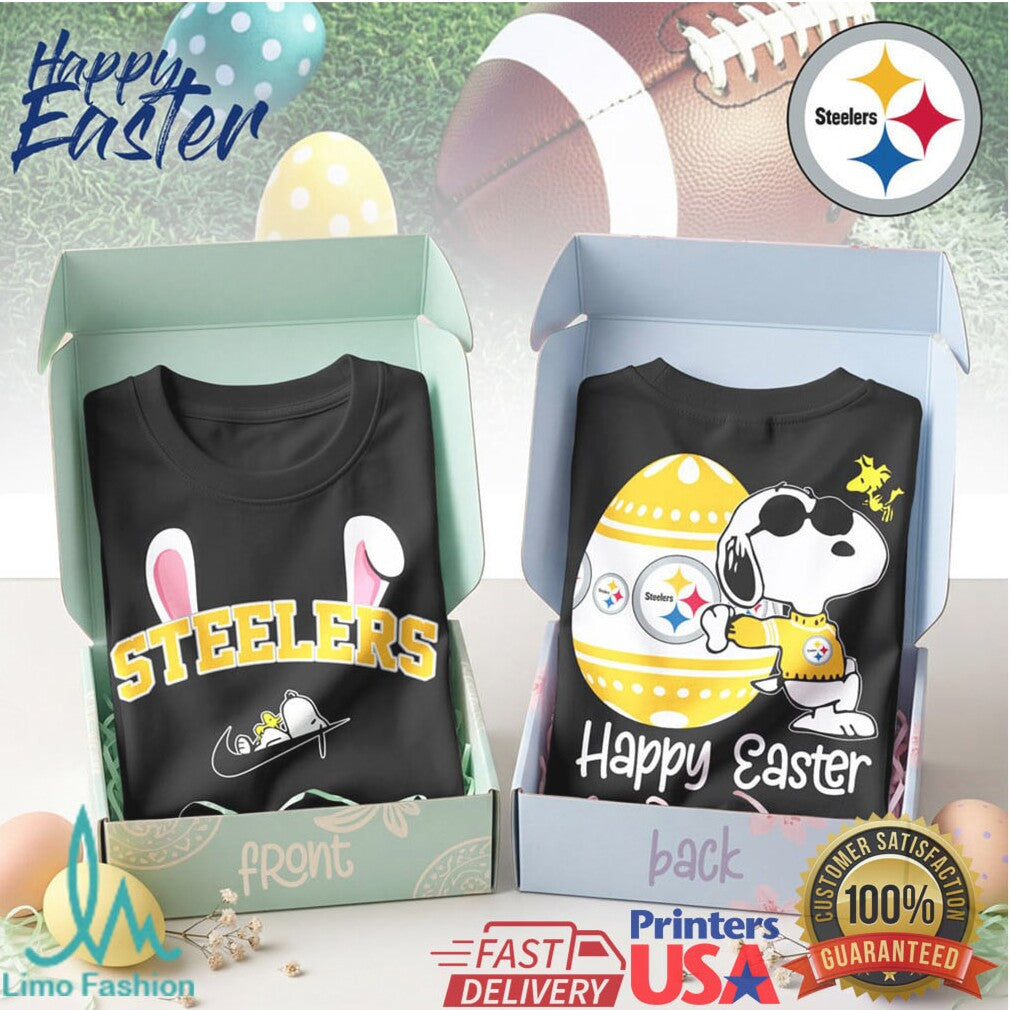 Pittsburgh ST Shirtlers Snoopy Happy Easter Egg T Shirt Double Sided - Limotees LLC