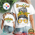 Pittsburgh ST Shirtlers Stoner Girl Messy Bun Sunglasses Weed T Shirt - Limotees LLC