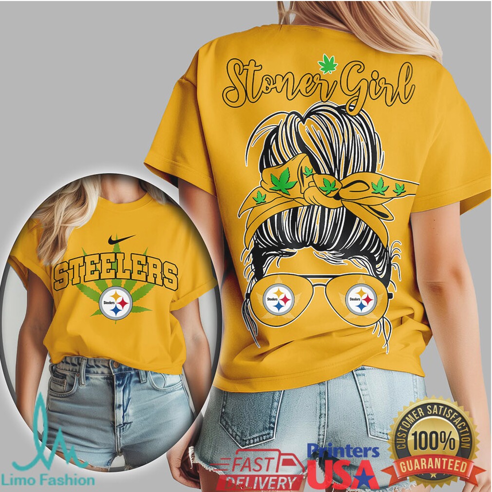 Pittsburgh ST Shirtlers Stoner Girl Messy Bun Sunglasses Weed T Shirt - Limotees LLC