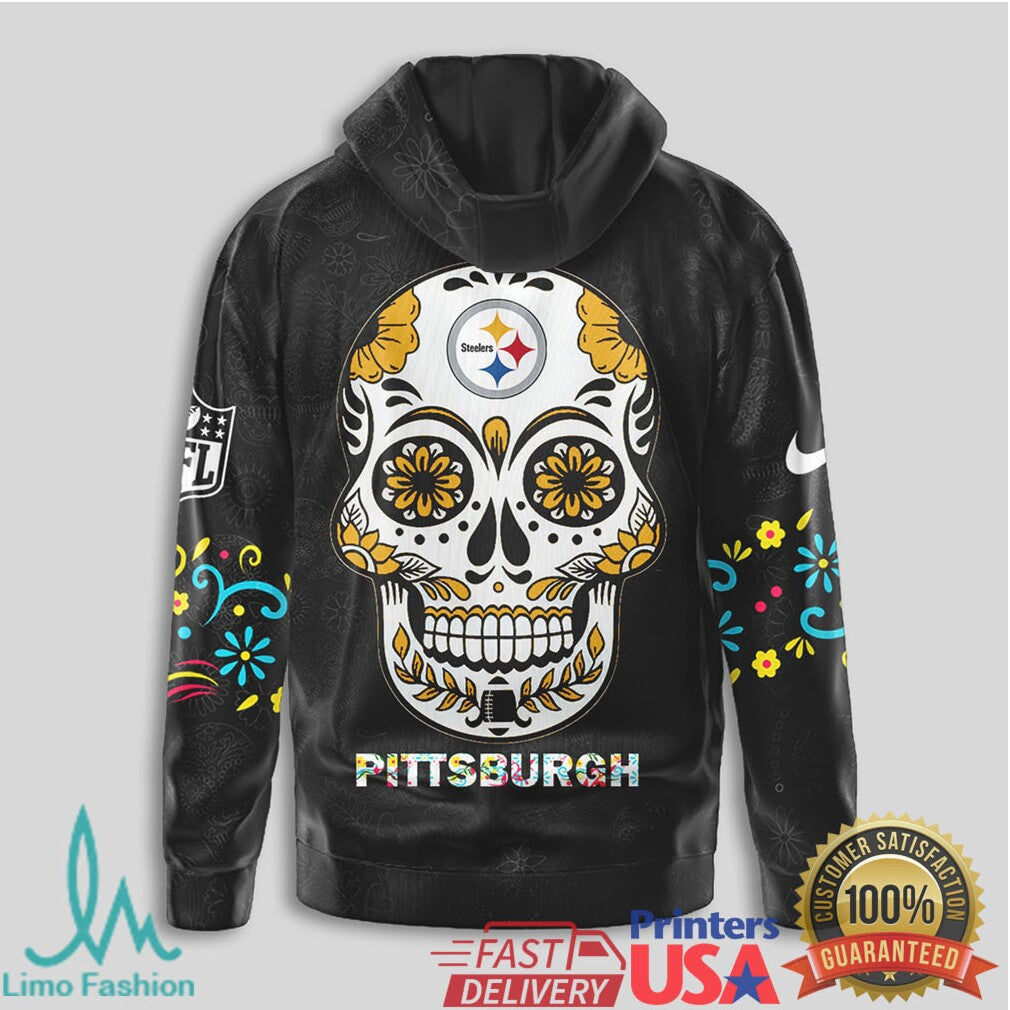 Pittsburgh ST Shirtlers Sugar Skull T Shirt NFL Day of the Dead Football Fan Gear - Limotees LLC