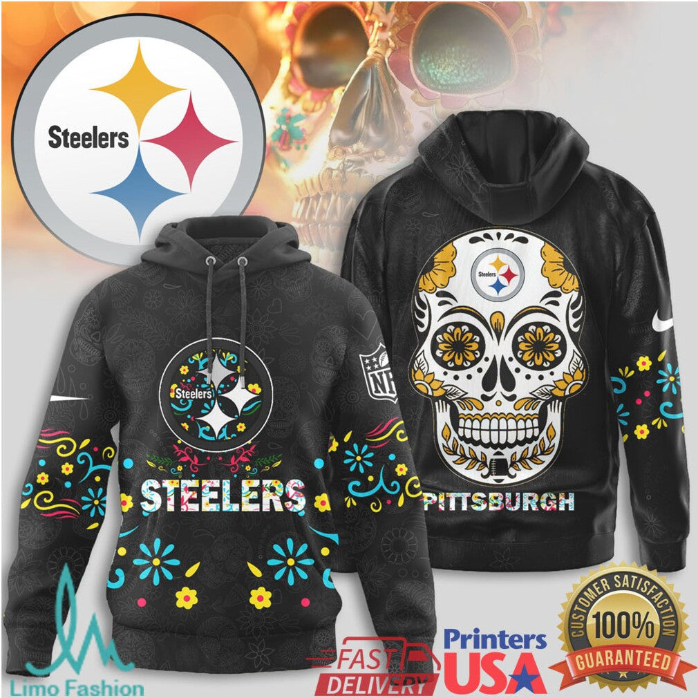 Pittsburgh ST Shirtlers Sugar Skull T Shirt NFL Day of the Dead Football Fan Gear - Limotees LLC
