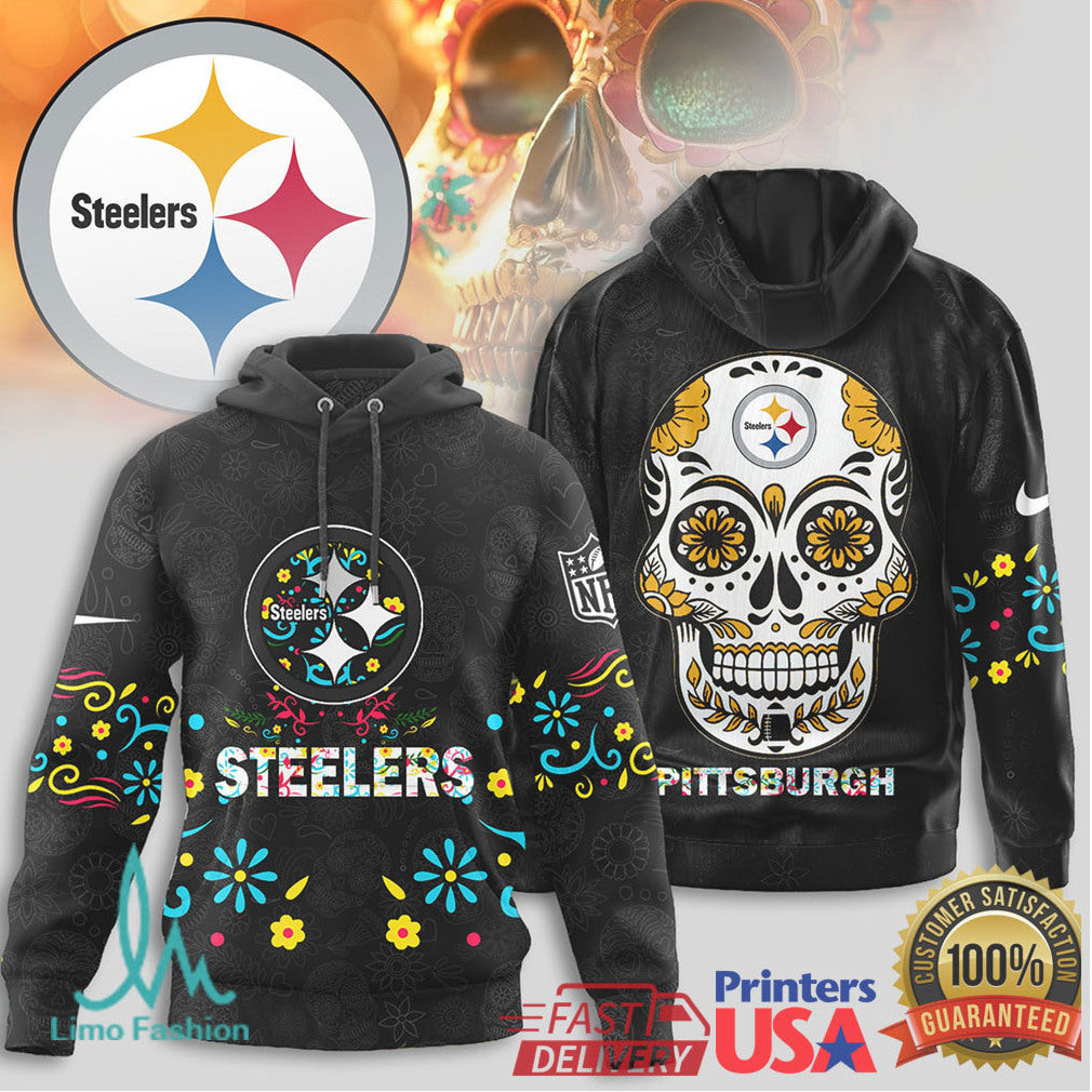 Pittsburgh ST Shirtlers Sugar Skull T Shirt NFL Day of the Dead Football Fan Gear - Limotees LLC