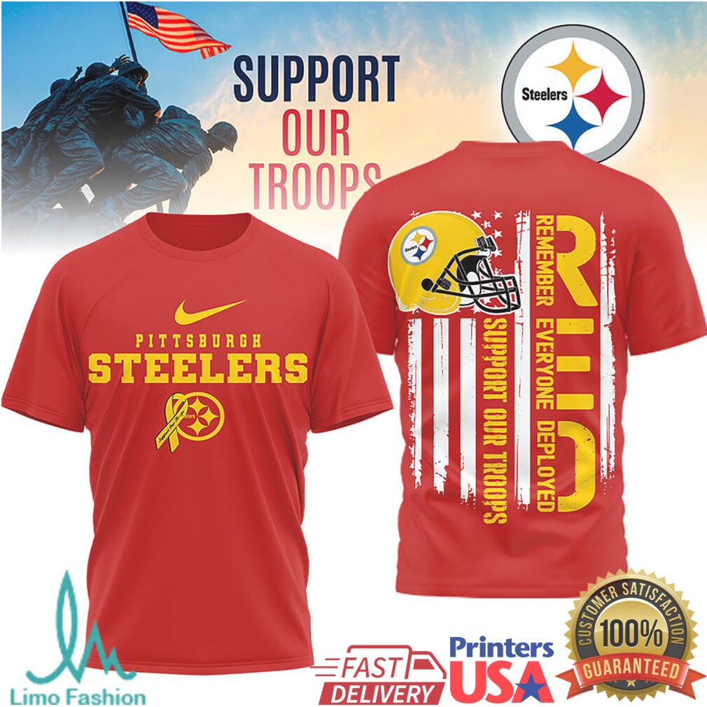 Pittsburgh ST Shirtlers Support Our Troops RED Remember Everyone Deployed T Shirt - Limotees LLC