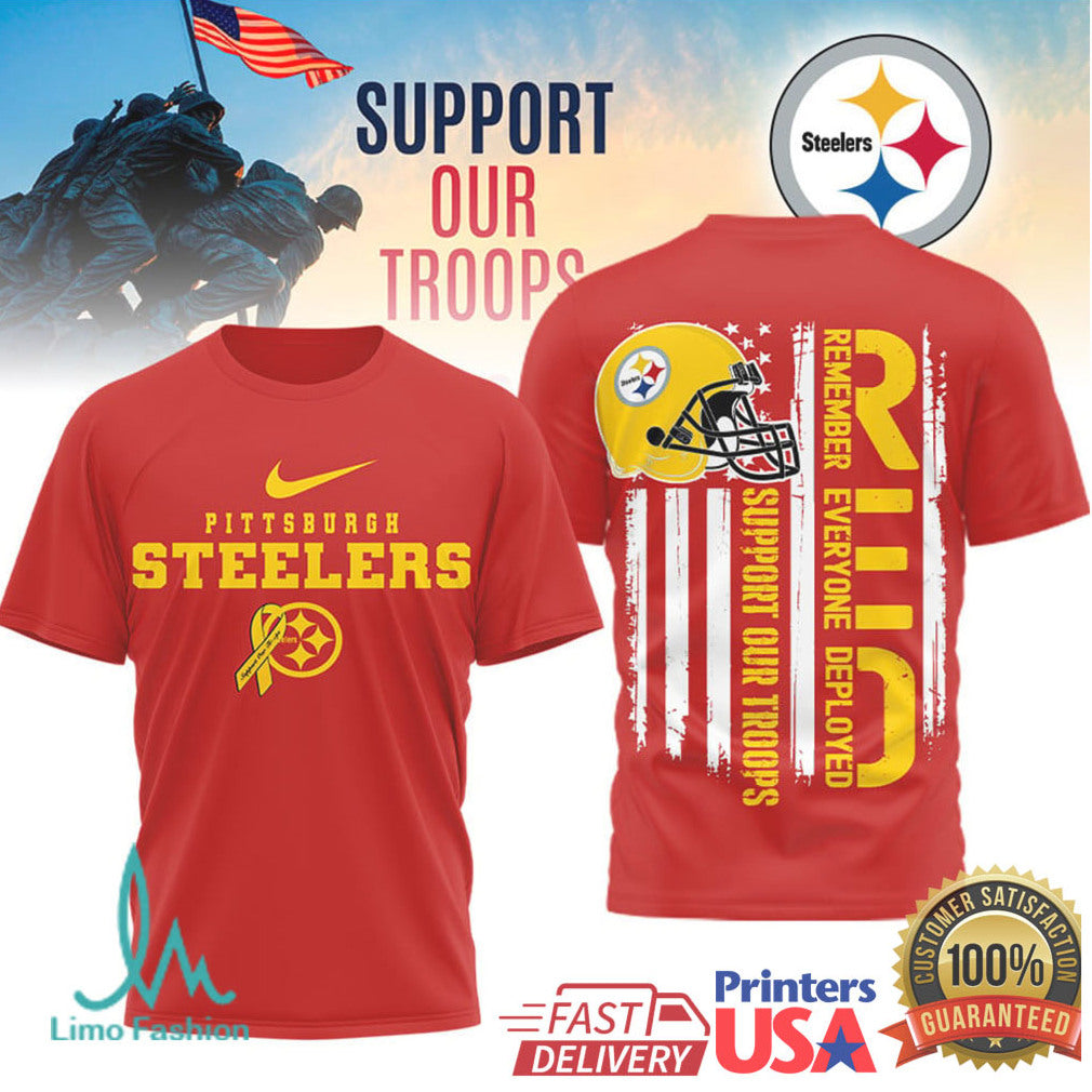 Pittsburgh ST Shirtlers Support Our Troops RED Remember Everyone Deployed T Shirt - Limotees LLC