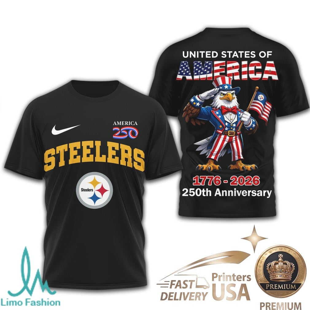 Pittsburgh Steelers 250th Anniversary Patriotic Eagle T Shirt - Limotees LLC