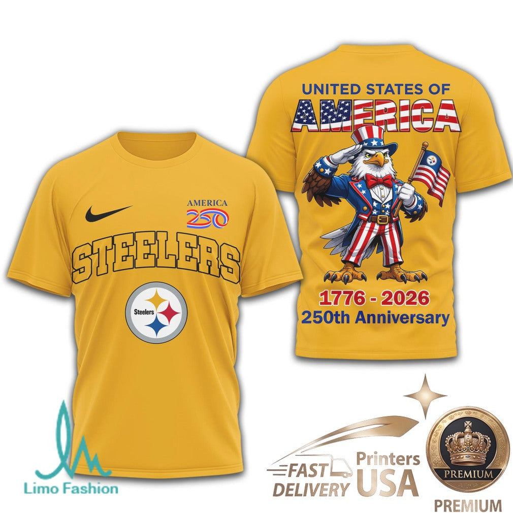 Pittsburgh Steelers 250th Anniversary Patriotic Eagle T Shirt - Limotees LLC